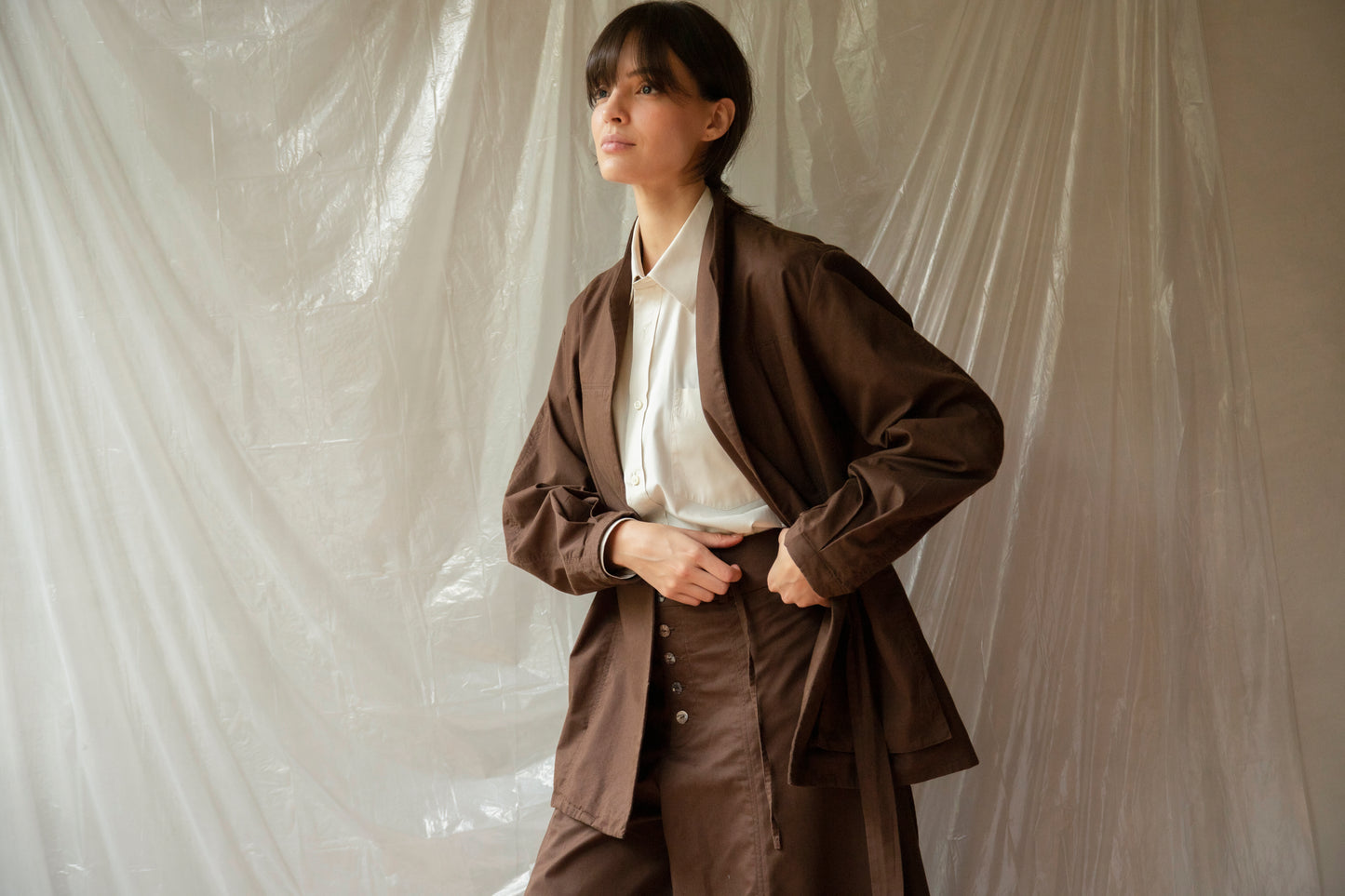 Light Crossed Jacket ― Brown