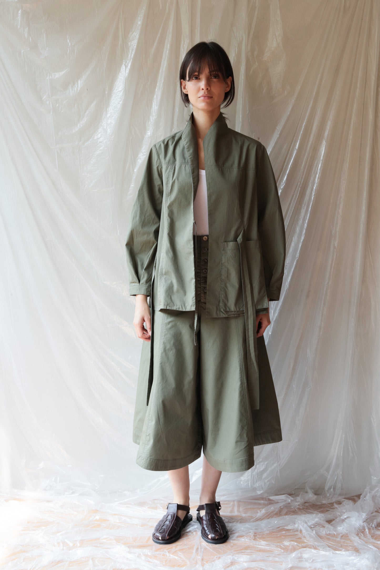 Light Crossed Jacket ― Olive