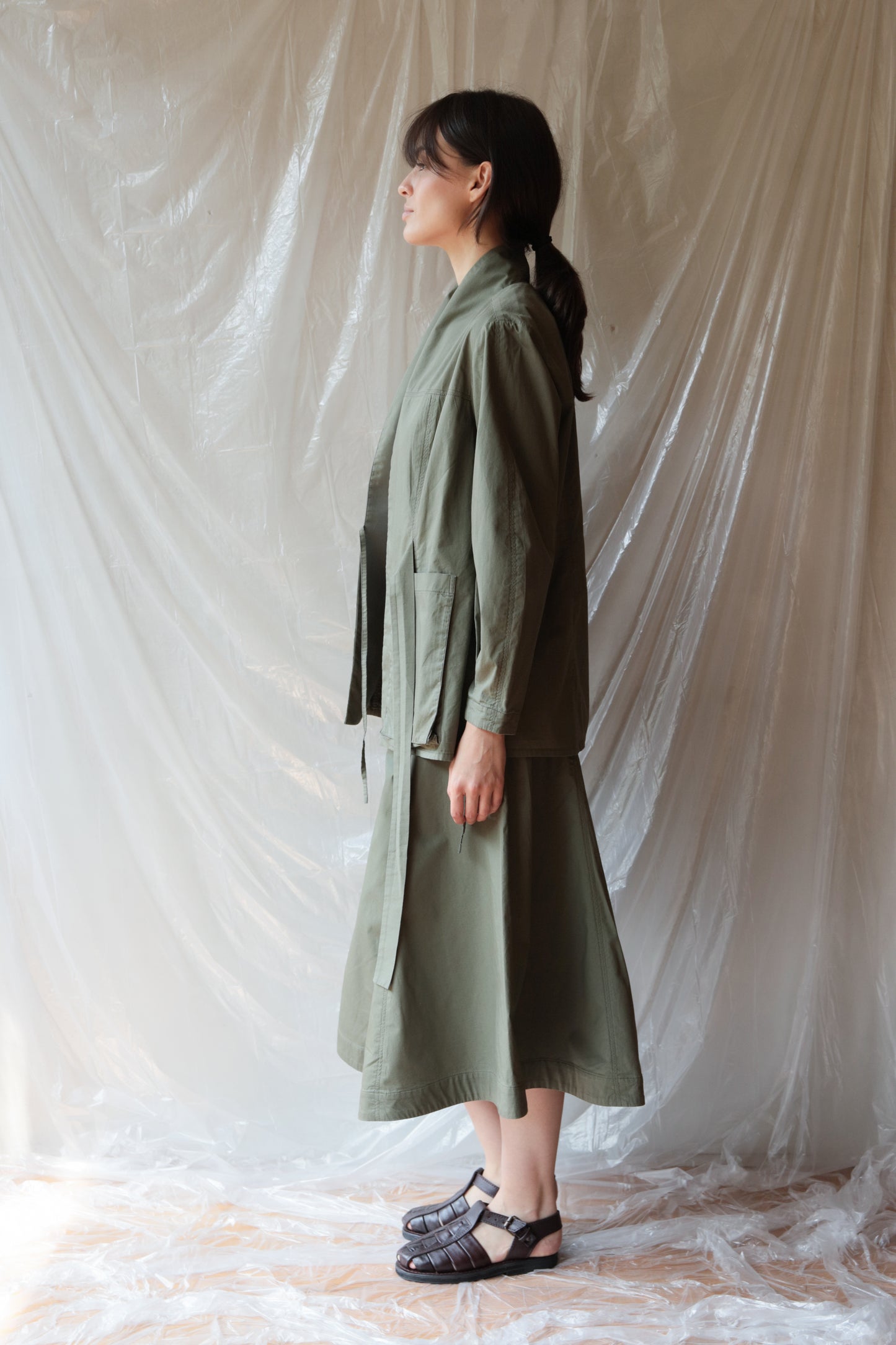Light Crossed Jacket ― Olive