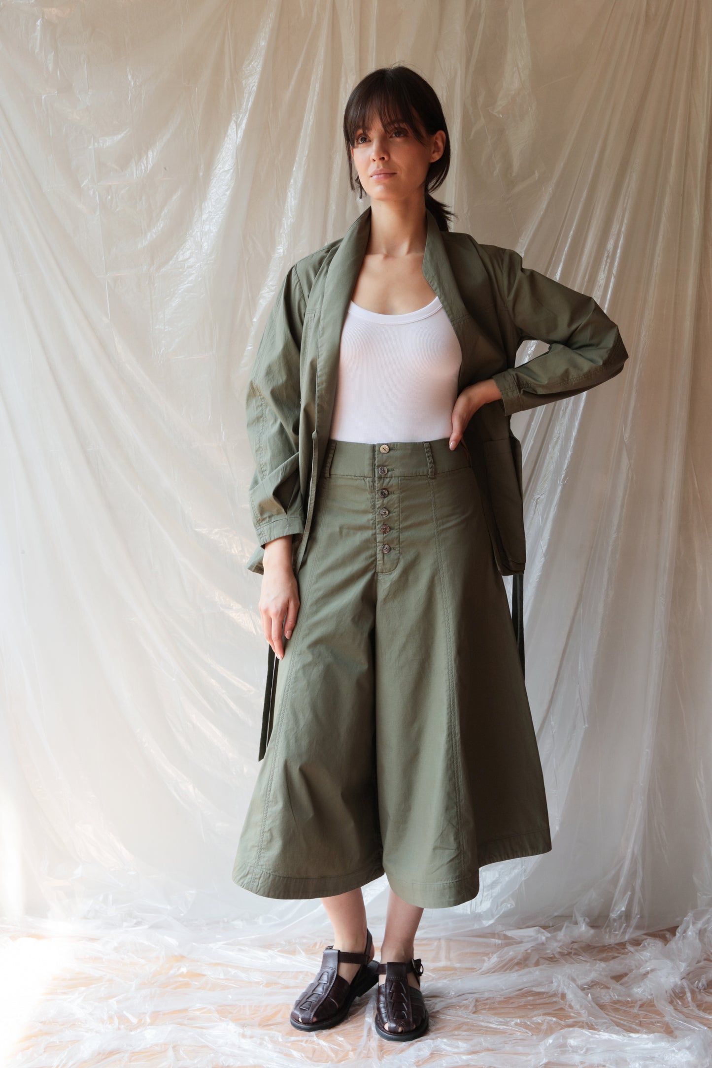 Light Crossed Jacket ― Olive
