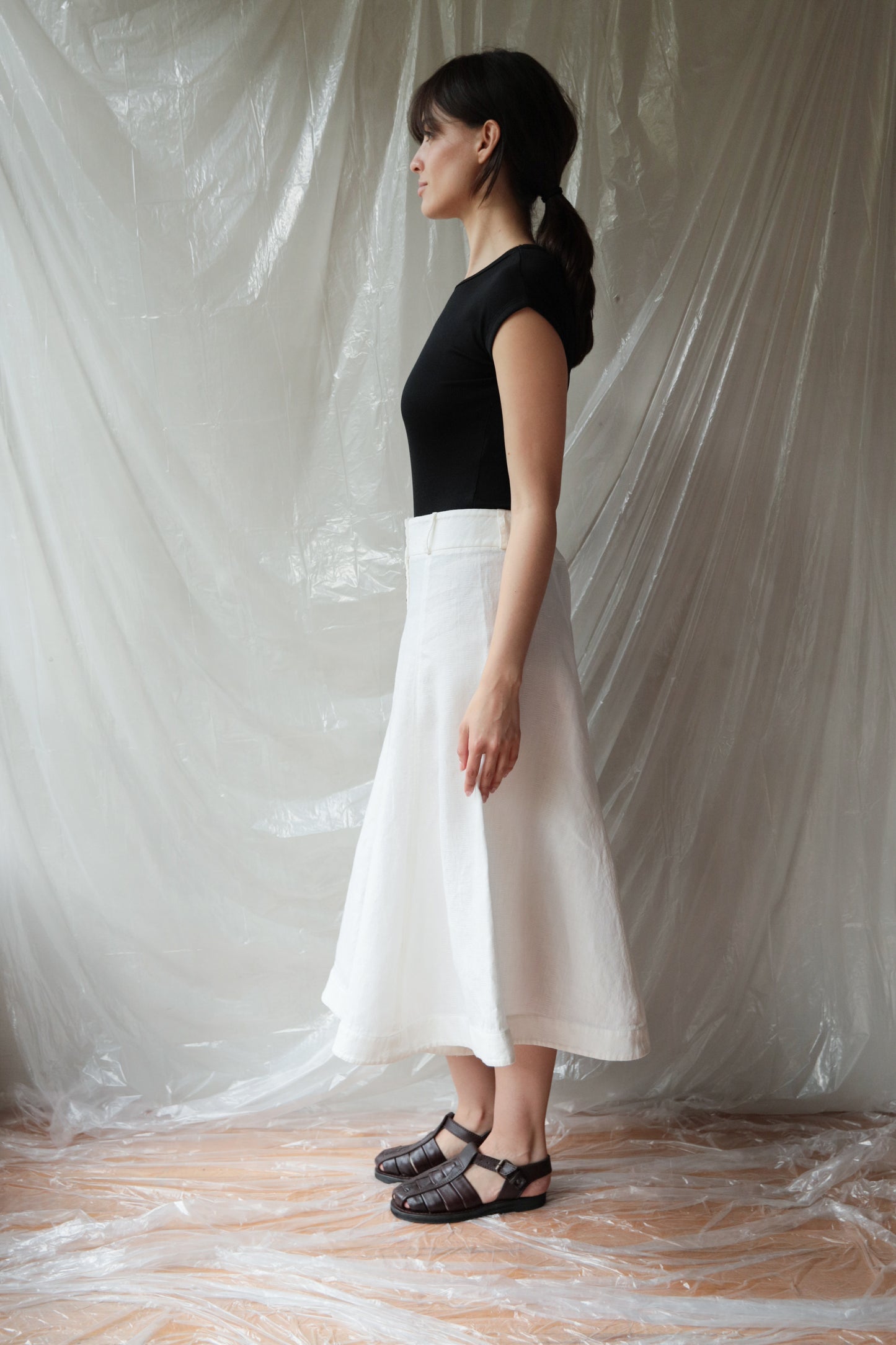 Skirt Pant ― White Linen