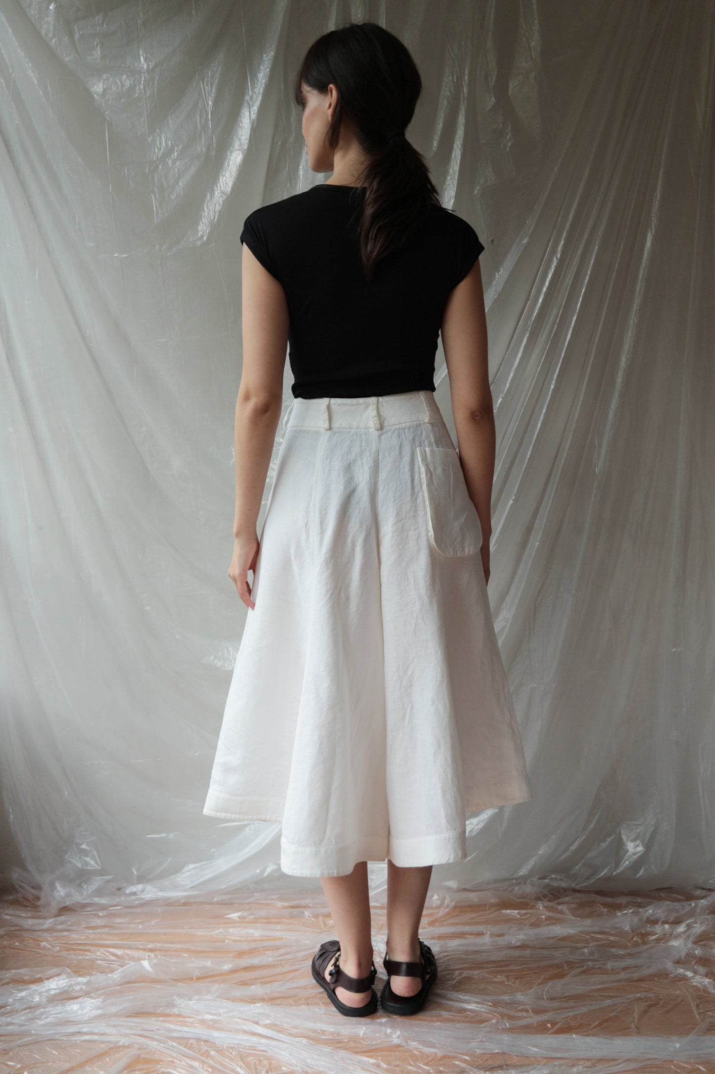Skirt Pant ― White Linen