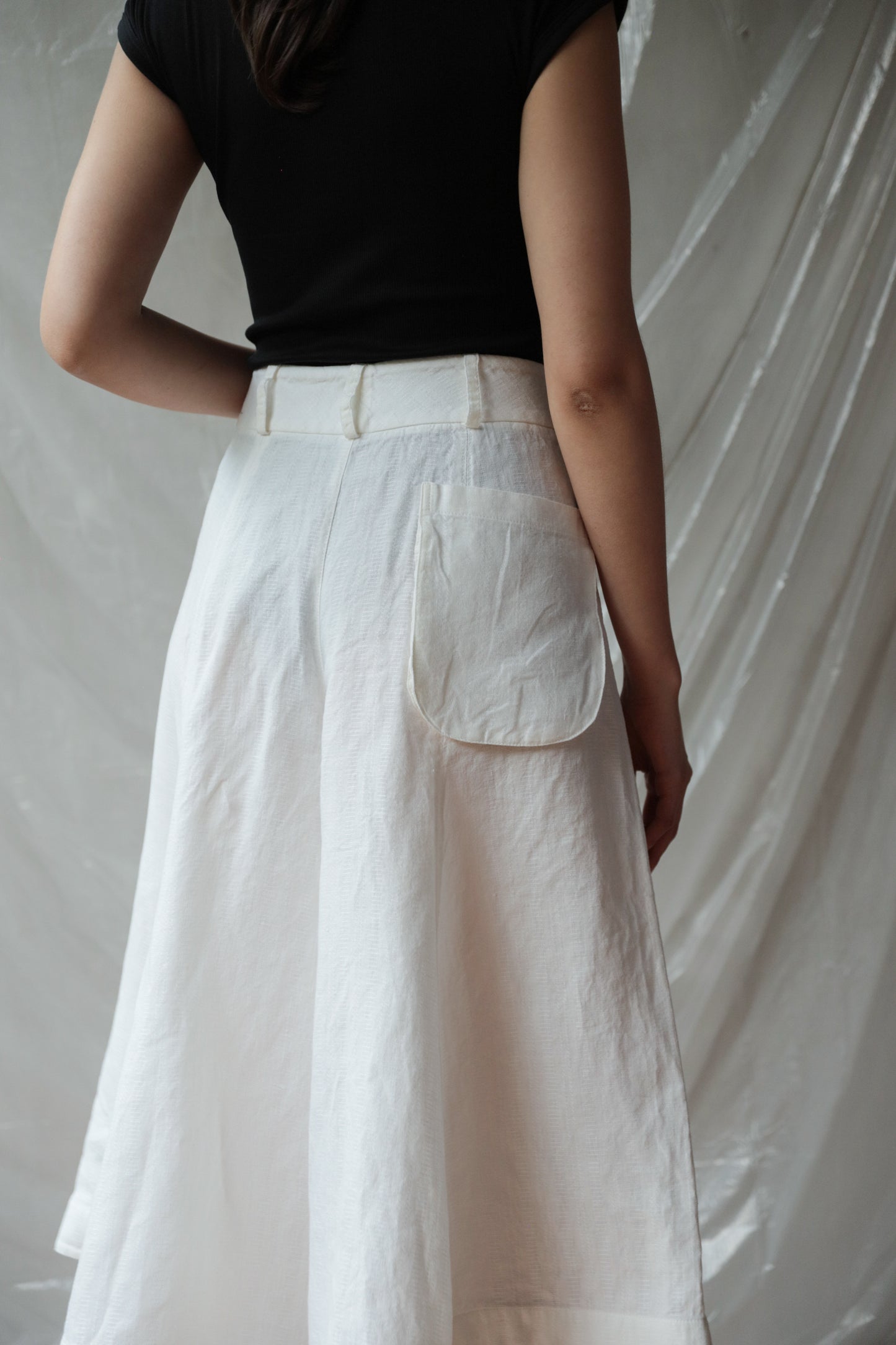 Skirt Pant ― White Linen