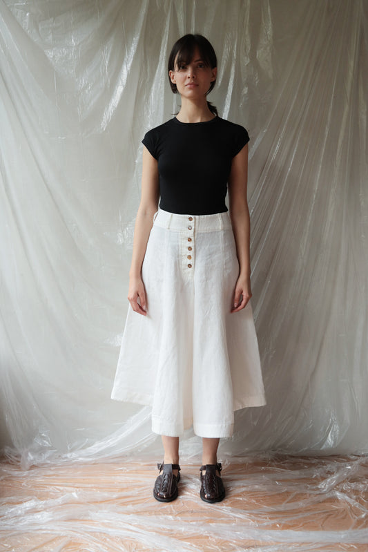 Skirt Pant ― White Linen